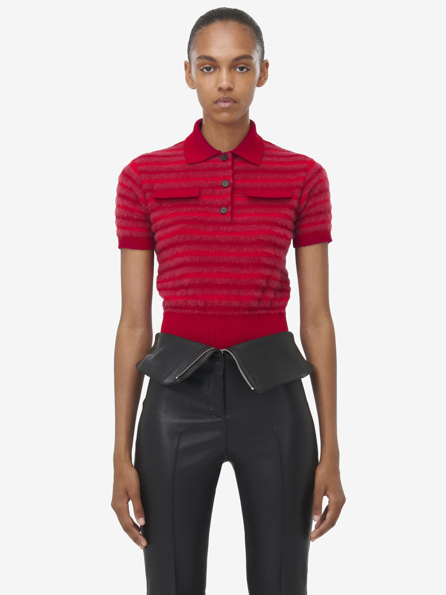 ALEXANDER MCQUEEN - Striped Short Sleeved Top - Item 817145Q1BCH6143